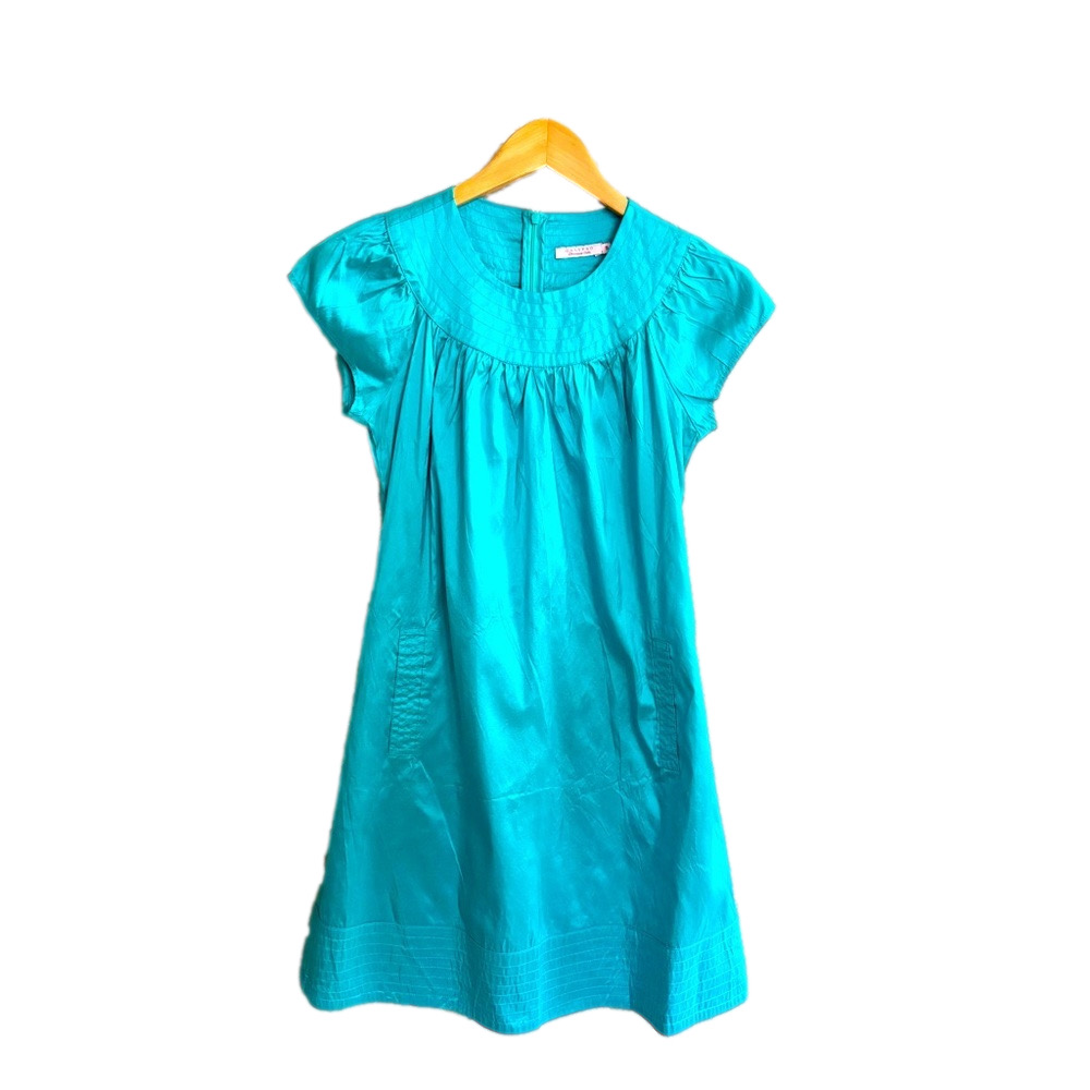 Beautiful Bright 💠 100% SILK Turquoise Calypso Dress Christiane Celle Small sm